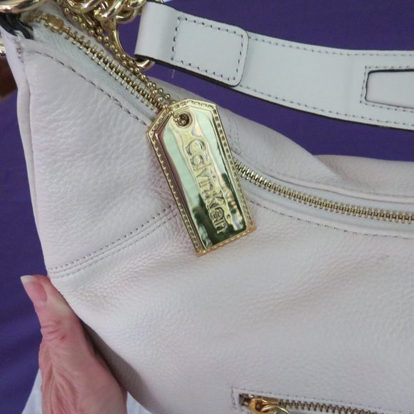 Like New Ivory Leather Calvin Klein Tote - Picture 8 of 16